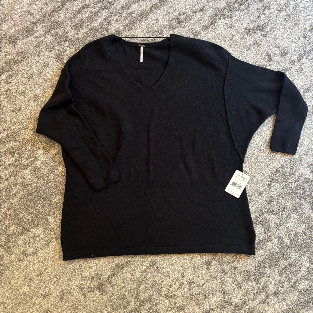 Free People Black V-Neck Sweater